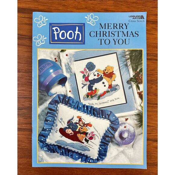 POOH MERRY CHRISTMAS To YOU Cross Stitch Pattern Book #3090 Leisure Arts - Picture 1 of 3
